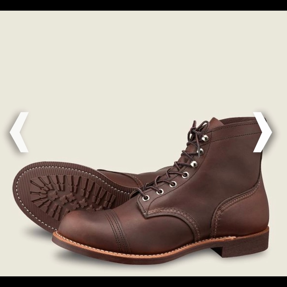 Iron ranger red wing work boot.